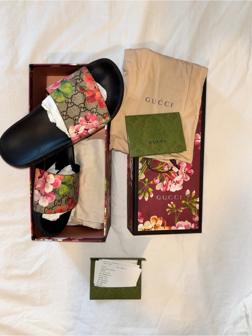 Gucci Floral GG Supreme Slide Sandals